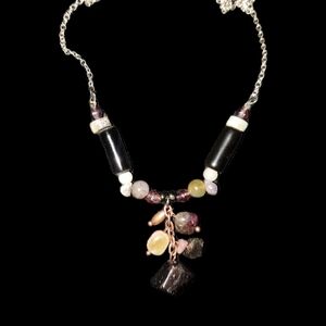 Upcycled vintage beated neclace w/ all natural stones